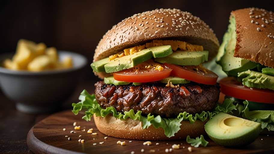 Keto Bunless Beef Burgers with Avocado and Cheese