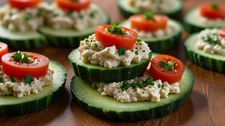 Keto Cucumber Hummus Bites