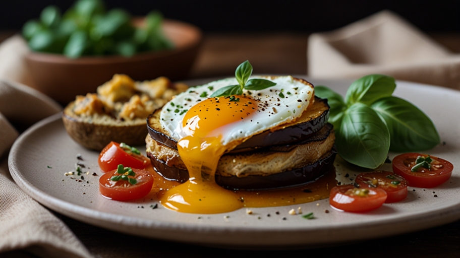 Keto Eggplant Breakfast Stack Keto Eggplant Breakfast Stack