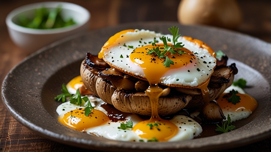 Keto Grilled Porterville Mushrooms with Poached Eggs