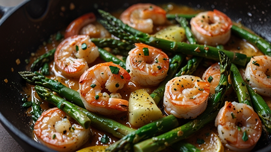 Keto Lemon Butter Shrimp and Asparagus