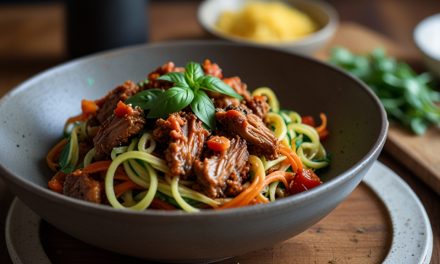 Keto Rabbit Ragu Over Zucchini Noodles