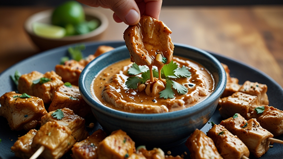 Keto Thai Peanut Chicken Skewers