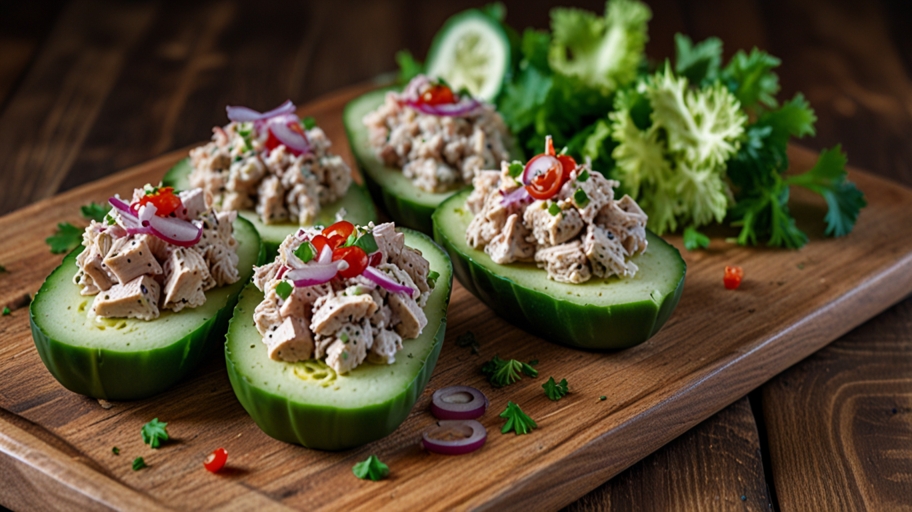 Keto Tuna Salad Cucumber Boats